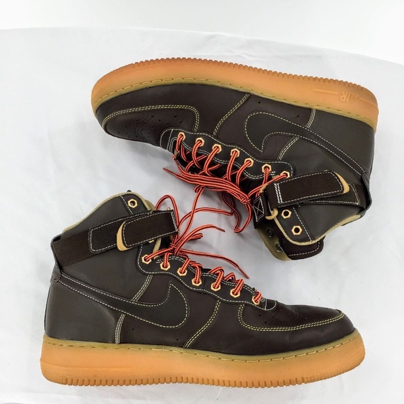 Nike Air Force 1 High Brown Leather Winter Workboot Pack Gum Sole Sz 12 - Picture 7 of 11